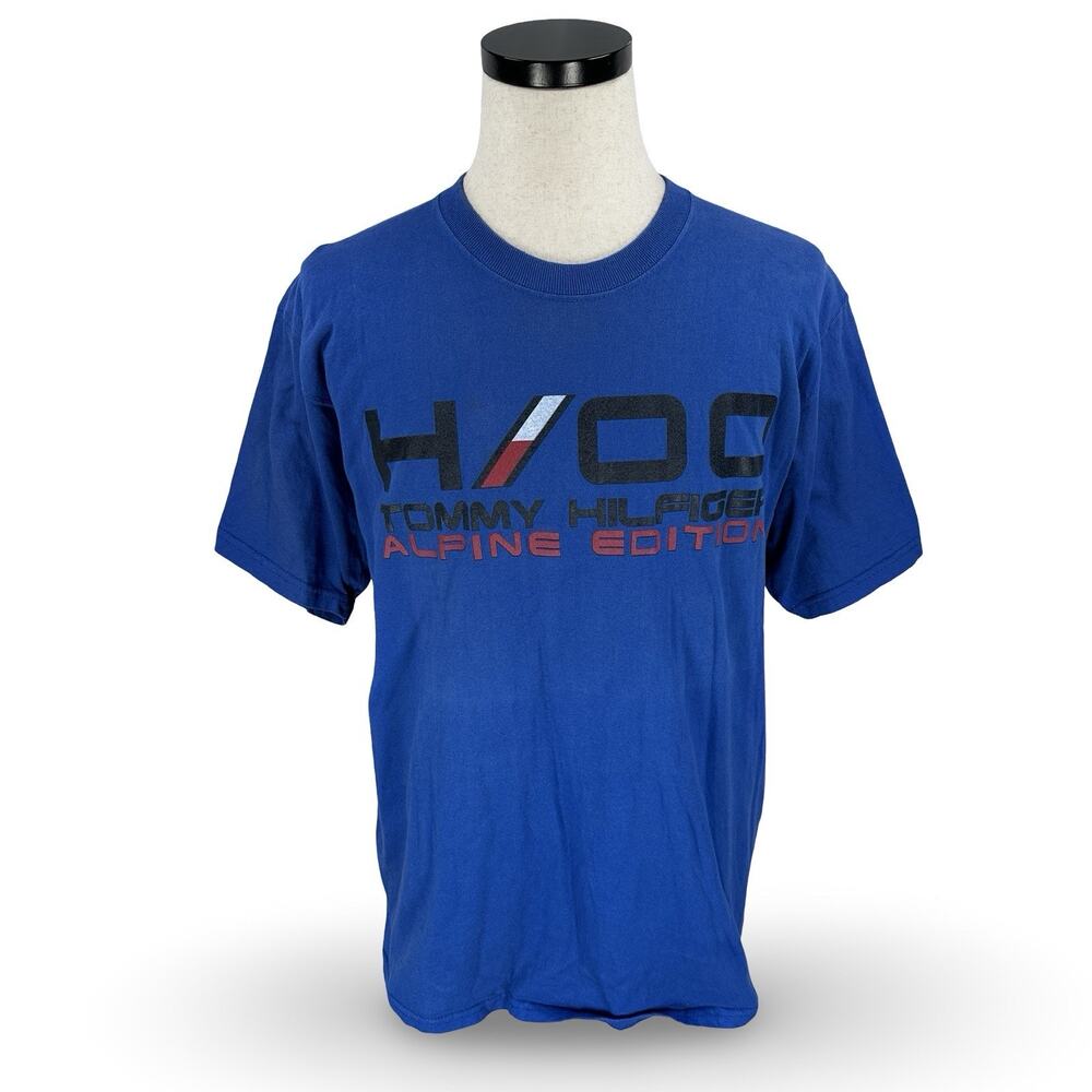 Vintage Tommy Hilfiger Alpine Edition T-Shirt Mens Large Blue 2000 Ski Snowboard